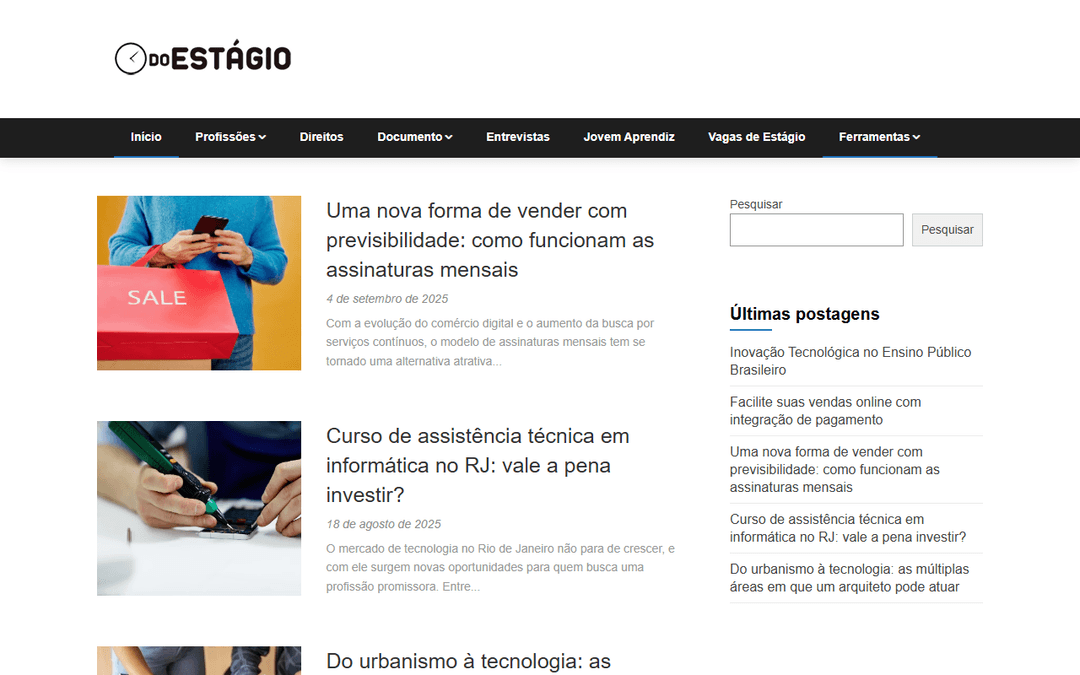 horadoestagio.com.br publisher screenshot