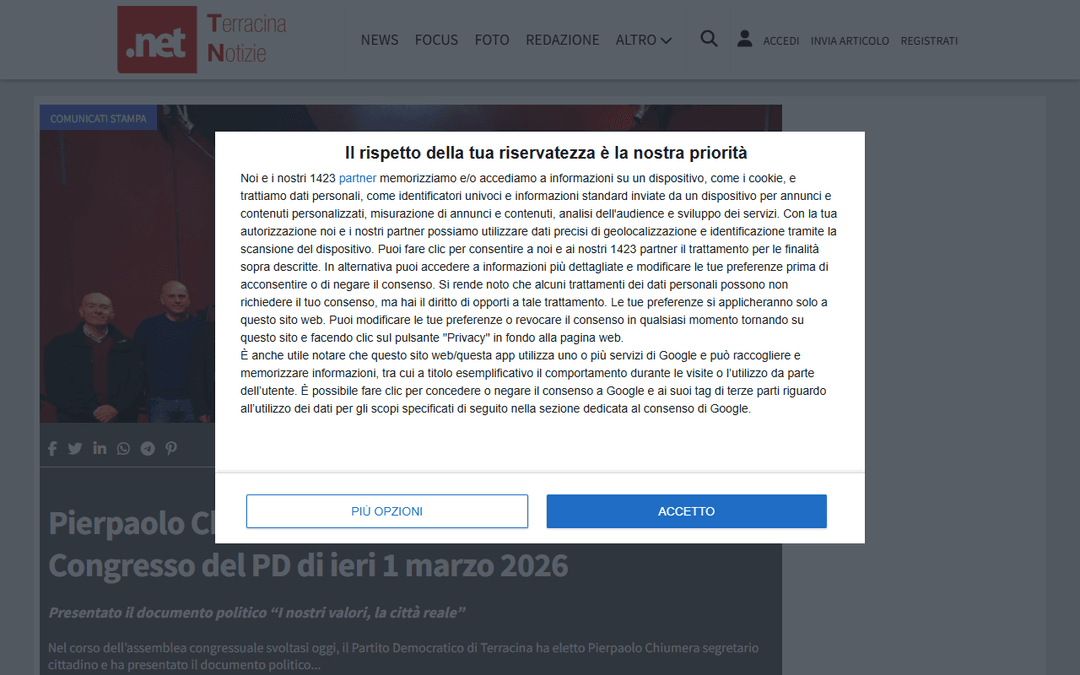 terracinanotizie.net publisher screenshot
