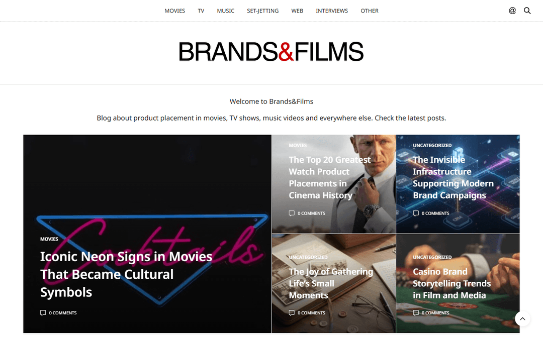 brandsandfilms.com publisher screenshot