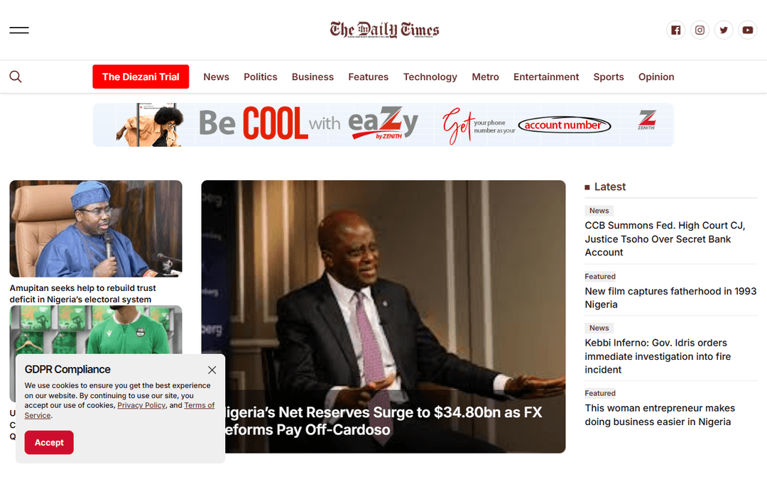 dailytimesng.com publisher screenshot