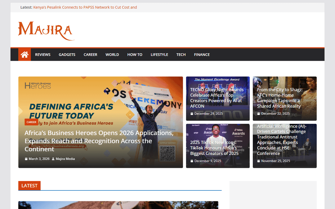majira.co.ke publisher screenshot