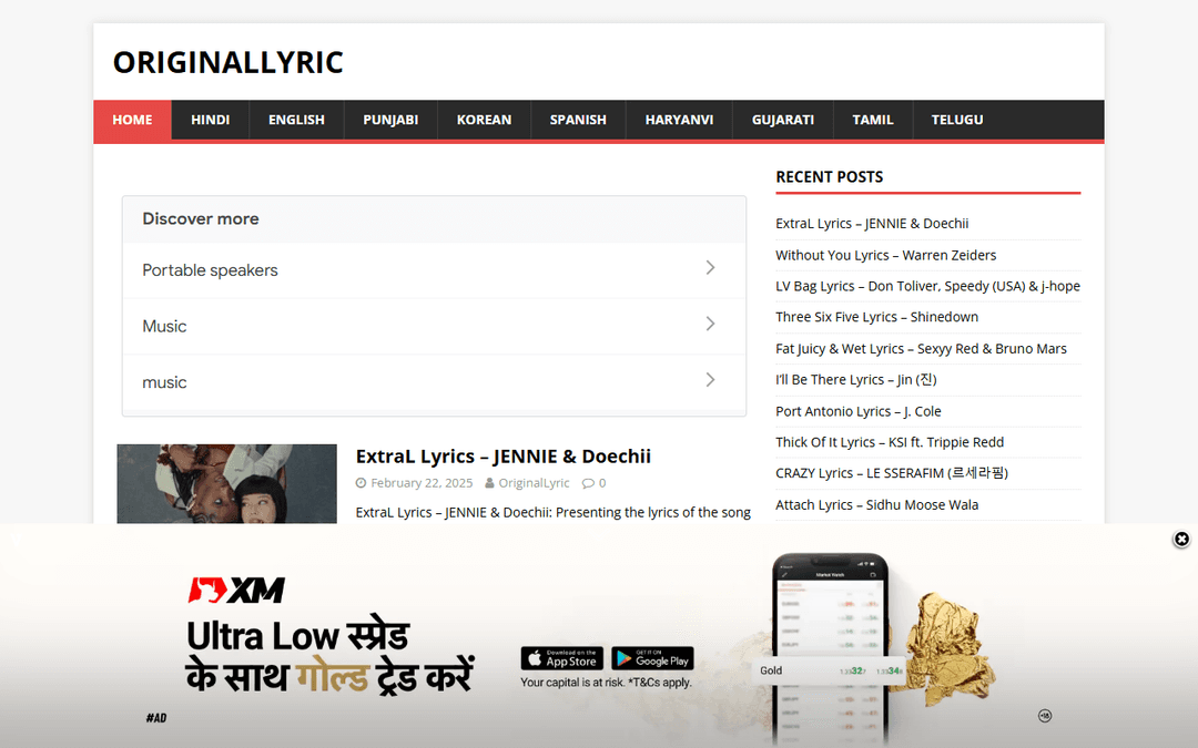 originallyric.com publisher screenshot