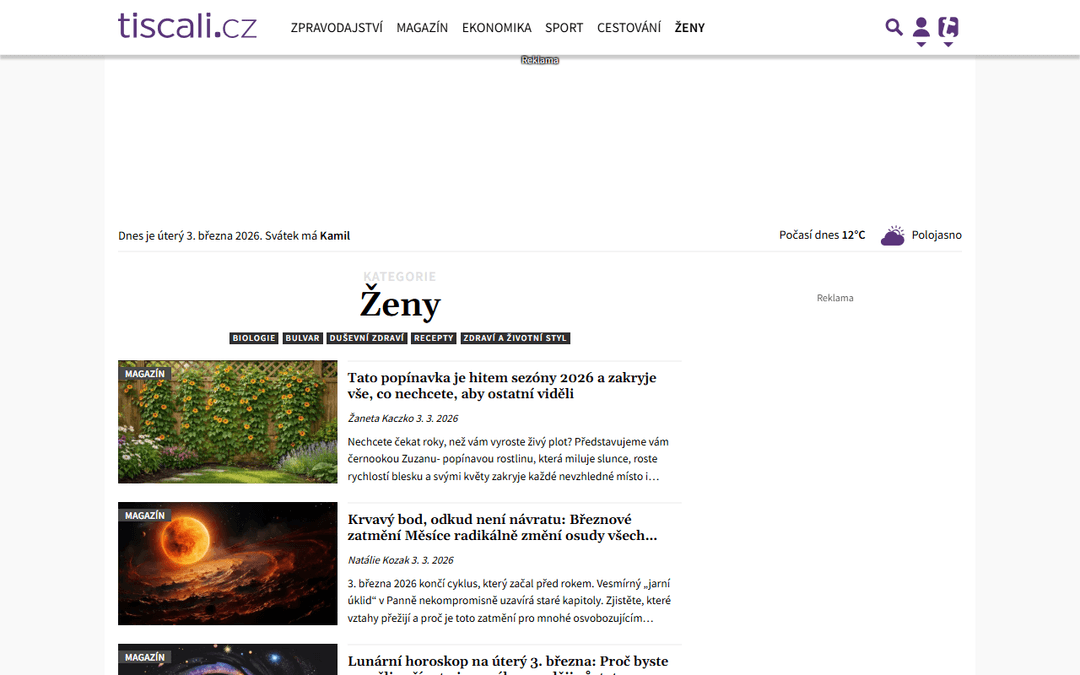 zeny.tiscali.cz publisher screenshot