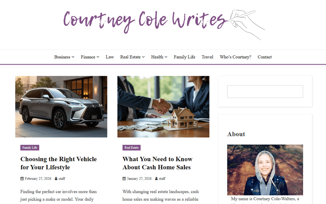 courtneycolewrites.com publisher screenshot