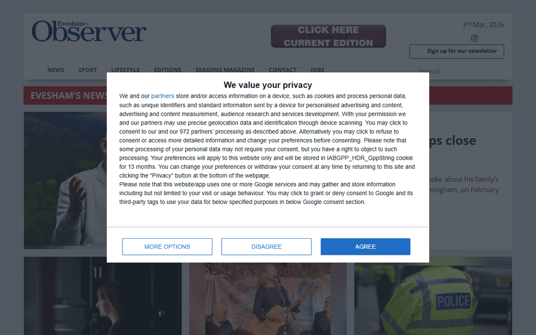 eveshamobserver.co.uk publisher screenshot