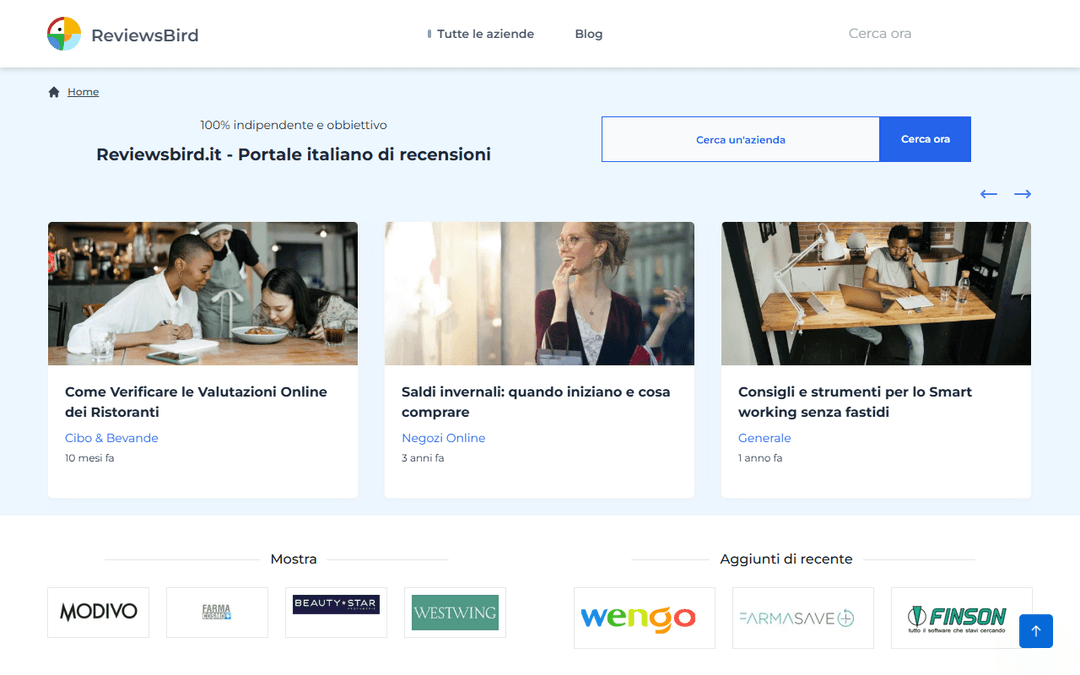 reviewsbird.it publisher screenshot