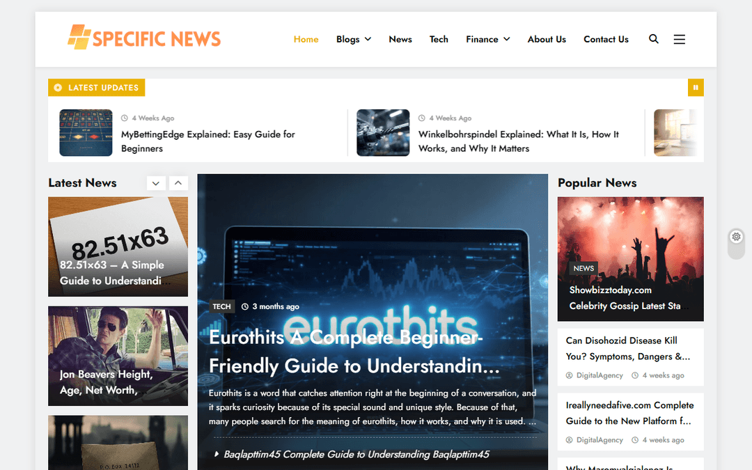 specificnews.co.uk publisher screenshot