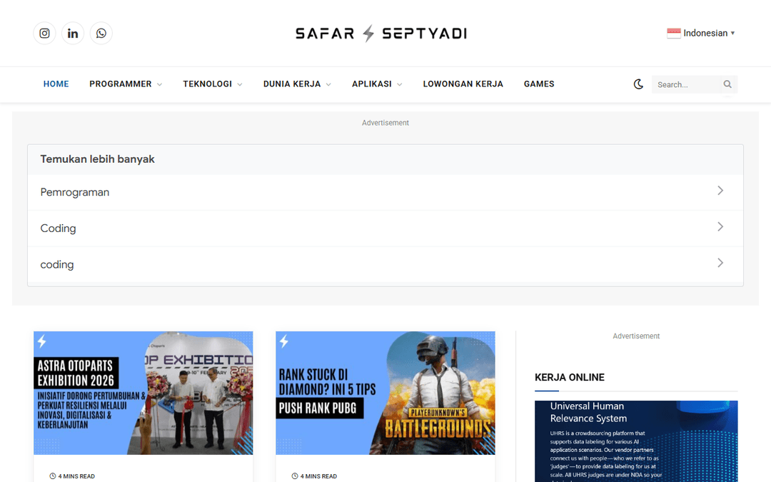safarseptyadi.com publisher screenshot