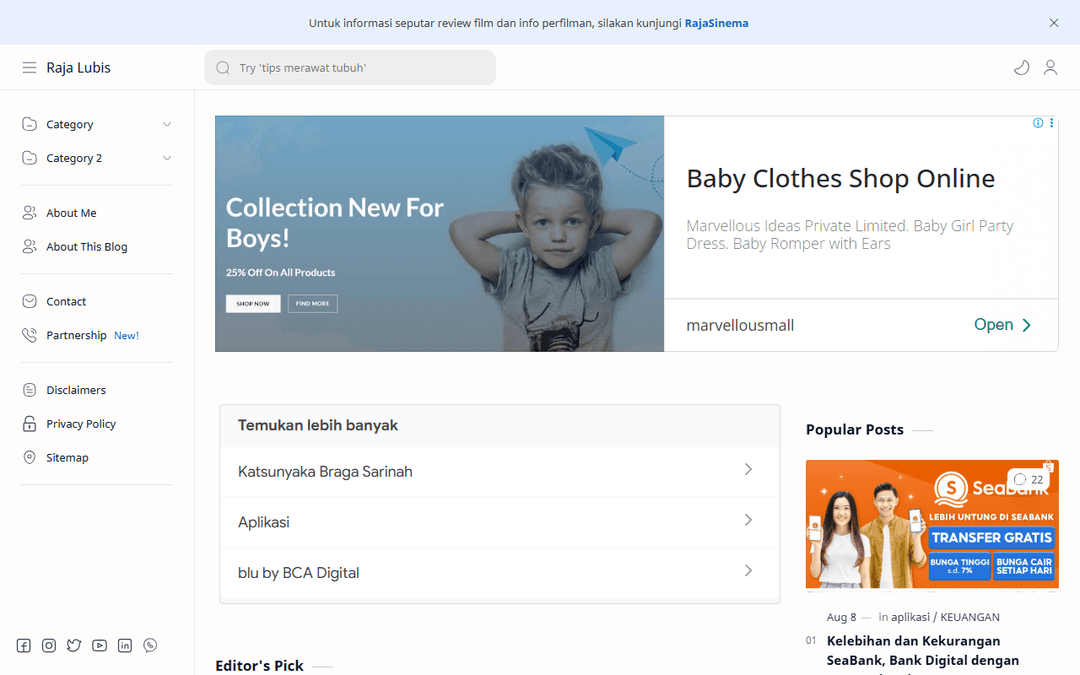 rajalubis.com publisher screenshot